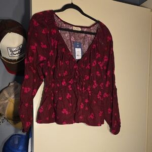 Universal Thread Floral Burgundy Blouse